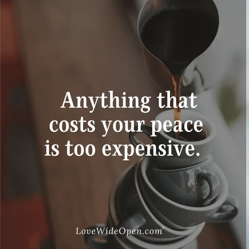 Anything that costs your peace is too expensive