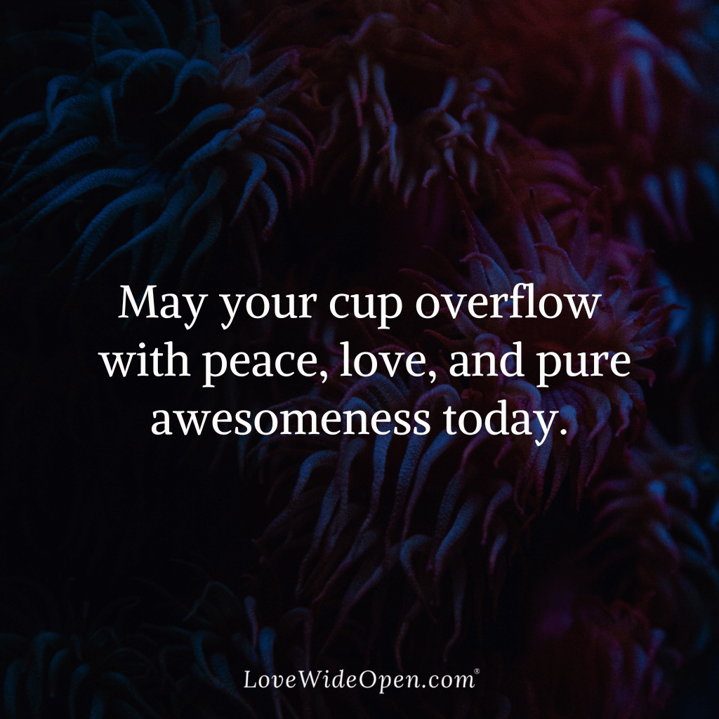 May your cup overflow with peace, love, and pure awesomeness today.